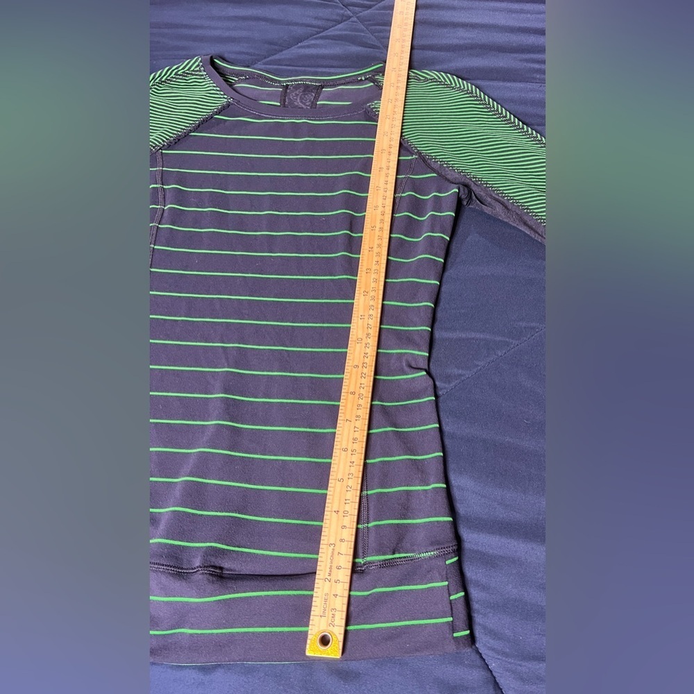 Lululemon Striped Long Sleeve Top - Green and Navy - Picture 5 of 6